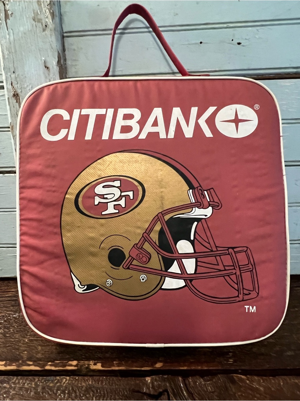 Vintage Citibank San Francisco 49ers Red Helmet Seat Cushion